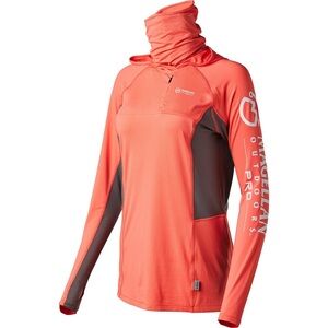 Magellan Pro Angler Long Sleeve Classic Fit Gaiter Hoodie-Pink-Women Size XL